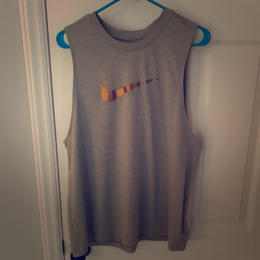 Gray Nike Tank with gold detail